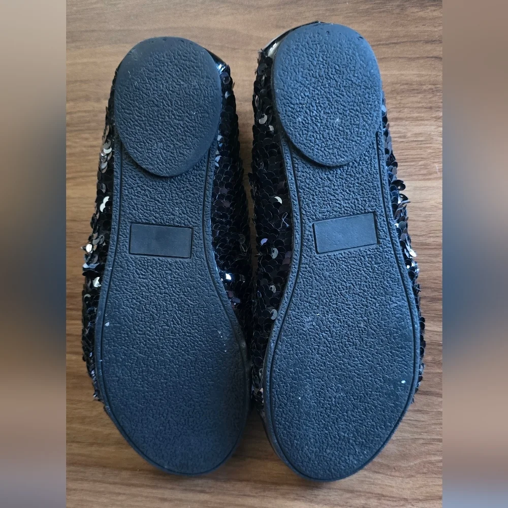 SO Memory Foam Black Sequin Flats Size Girls 3